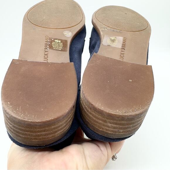 Lucky Brand Chennie Suede Leather Slip On Classic Loafers In Navy Size 10 Office - Picture 12 of 12